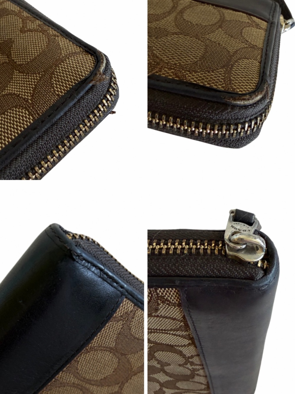 COACH Wallet Signature C Accordion Zip Around Continental Brown Tan Gold-Tone - Picture 6 of 16